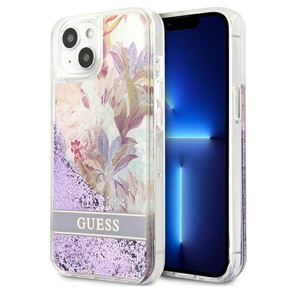 GUESS GUHCP13SLFLSU IPHONE 13 MINI 5.4 "PURPLE/PURPLE HARDCASE FLOWER LIQUID GLITTER