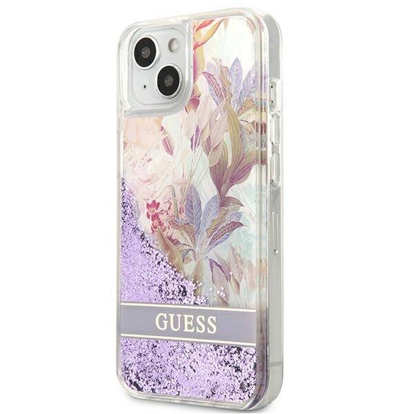 GUESS GUHCP13SLFLSU IPHONE 13 MINI 5.4 "PURPLE/PURPLE HARDCASE FLOWER LIQUID GLITTER