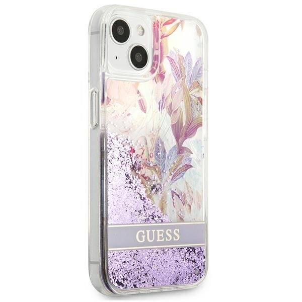 GUESS GUHCP13SLFLSU IPHONE 13 MINI 5.4 "PURPLE/PURPLE HARDCASE FLOWER LIQUID GLITTER