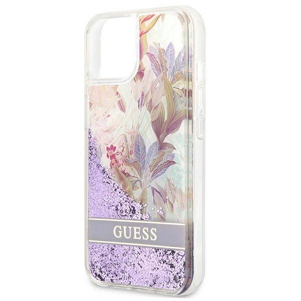 GUESS GUHCP13SLFLSU IPHONE 13 MINI 5.4 "PURPLE/PURPLE HARDCASE FLOWER LIQUID GLITTER