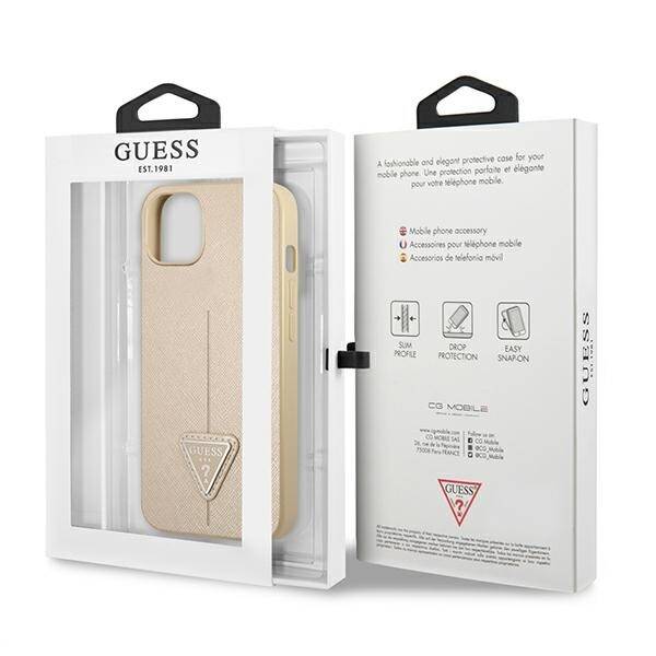 GUESS GUHCP13SPSATLE IPHONE 13 MINI 5.4 "BEIGE/BEIGE HARDCASE SAFFIANOTRIANGLE LOGO