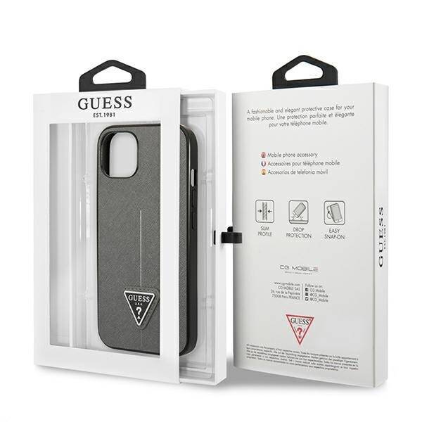 GUESS GUHCP13SPSATLG IPHONE 13 MINI 5.4 "SILVER/SILVER HARDCASE SAFFIANOTRIANGLE LOGO