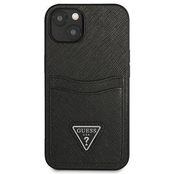 GUESS GUHCP13SPSATPK IPHONE 13 MINI 5.4 "BLACK/BLACK HARDCASE SAFFIANOTRIANGLE CARDSLOT LOGO