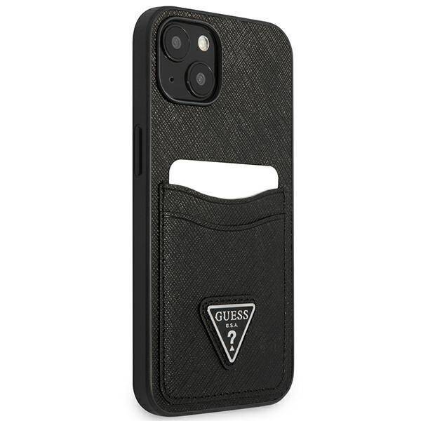 GUESS GUHCP13SPSATPK IPHONE 13 MINI 5.4 "BLACK/BLACK HARDCASE SAFFIANOTRIANGLE CARDSLOT LOGO