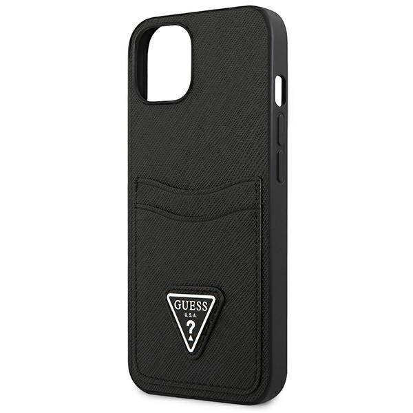 GUESS GUHCP13SPSATPK IPHONE 13 MINI 5.4 "BLACK/BLACK HARDCASE SAFFIANOTRIANGLE CARDSLOT LOGO