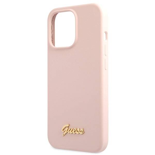 GUESS GUHCP13XLMGGLP IPHONE 13 PRO MAX 6.7 "LIGHT PINK/LIGHT PINK HARDCASE SILICONE SCRIPT GOLD LOGO