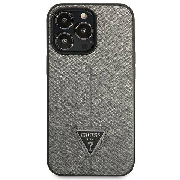 GUESS GUHCP13XPSATLG IPHONE 13 PRO MAX 6.7 "SILVER/SILVER HARDCASE SAFFIANOTRIANGLE LOGO