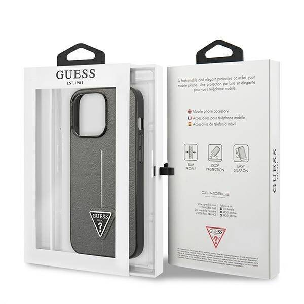 GUESS GUHCP13XPSATLG IPHONE 13 PRO MAX 6.7 "SILVER/SILVER HARDCASE SAFFIANOTRIANGLE LOGO