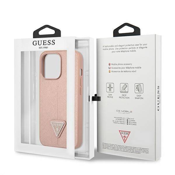 GUESS GUHCP13XPSATLP IPHONE 13 PRO MAX 6.7 "PINK/PINK HARDCASE SAFFIANOTRIANGLE LOGO