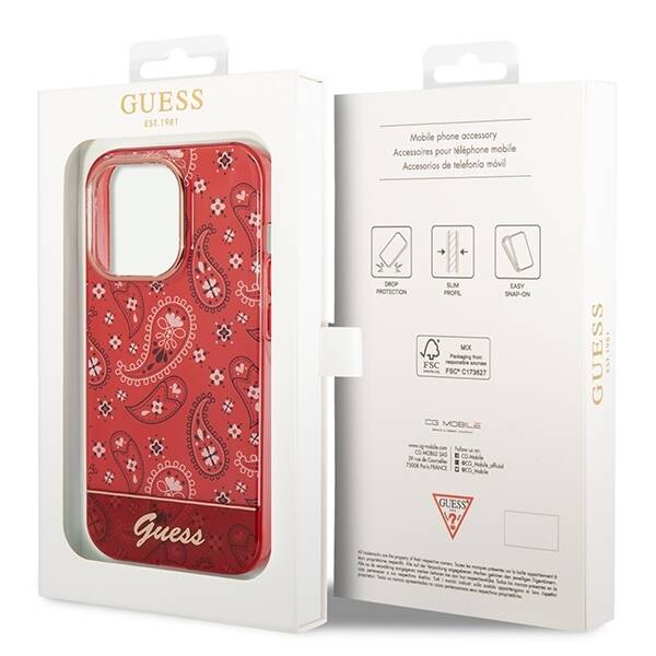 GUESS GUHCP14LHGBNHR IPHONE 14 PRO 6.1 "RED/RED HARDCASE BANDANA PAISLEY