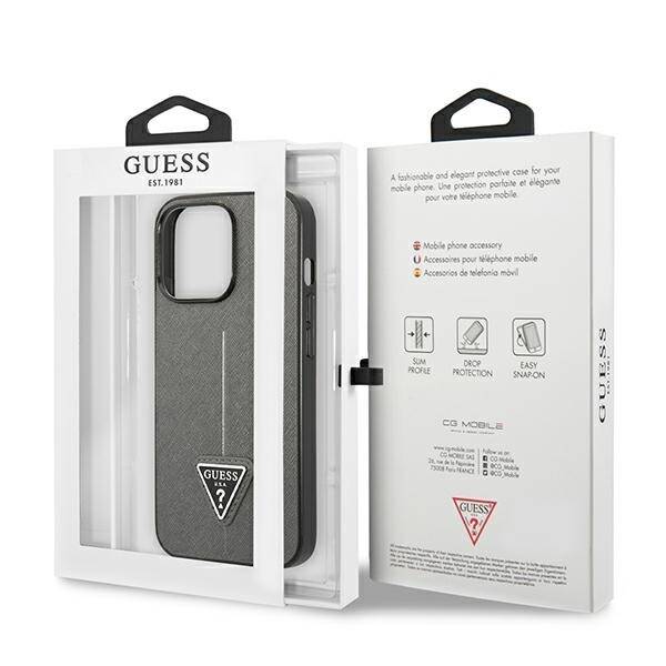 GUESS GUHCP14LPSATLG IPHONE 14 PRO 6.1 "SILVER/SILVER HARDCASE SAFFIANOTRIANGLE LOGO