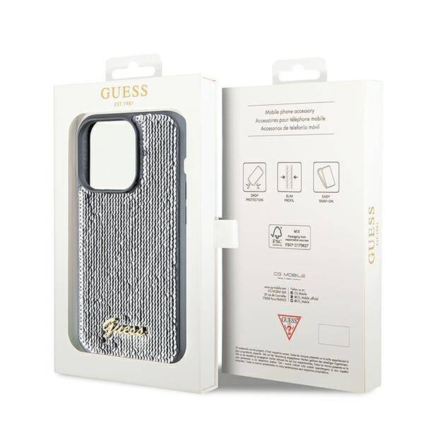 GUESS GUHCP14LPSFDGSS IPHONE 14 PRO 6.1 "SILVER/SILVER HARDCASE SEQUIN SCRIPT METAL