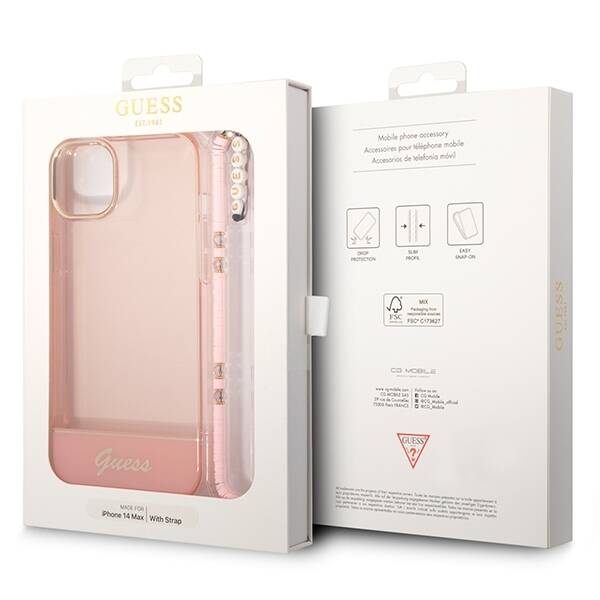 GUESS GUHCP14MHGCOHP IPHONE 14 PLUS / 15 PLUS 6.7 "PINK / PINK HARDCASE TRANSLUENT PEARL STAP