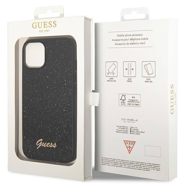 GUESS GUHCP14MHGGGSHK IPHONE 14 PLUS / 15 PLUS 6.7 "BLACK / BLACK HARD CASE GLITTER SCRIPT