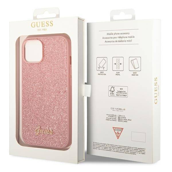 GUESS GUHCP14MHGGSHP IPHONE 14 PLUS / 15 PLUS 6.7 "PINK / PINK HARD CASE GLITTER SCRIPT