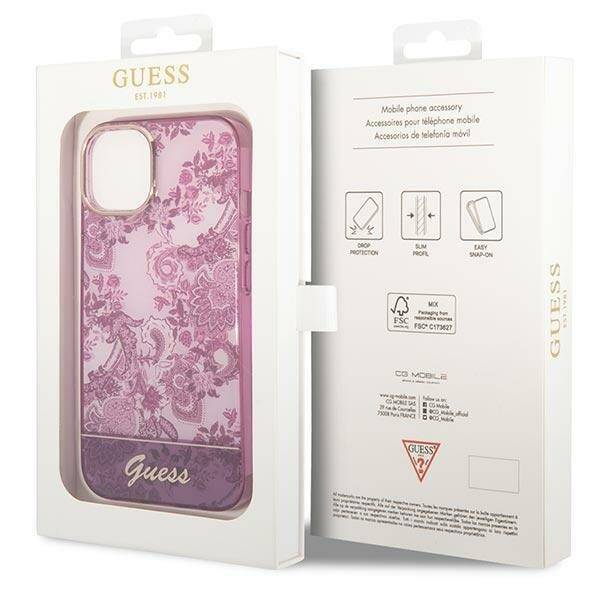 GUESS GUHCP14MHGPLHF IPHONE 14 PLUS / 15 PLUS 6.7 "FUKSJA / FUSCHIA HARDCASE PORCELAIN COLLECTION