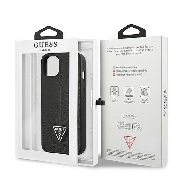 GUESS GUHCP14MPSATLK IPHONE 14 PLUS / 15 PLUS 6.7 "BLACK / BLACK HARDCASE SAFFIANOTRIANGLE LOGO