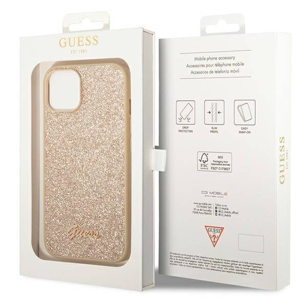 GUESS GUHCP14SHSHGGSHD IPHONE 14/15/13 6.1 "ZŁOTY / GOLD HARD CASE GLITTER SCRIPT