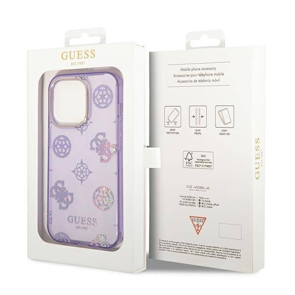 GUESS GUHCP14XHTPPTL IPHONE 14 PRO MAX 6.7 "LILIOWY/LILAC HARD CASE PEONY GLITTER