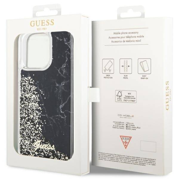 GUESS GUHCP14XLCSGSGK IPHONE 14 PRO MAX 6.7 "BLACK/BLACK HARDCASE LIQUID GLITTER MARBLE