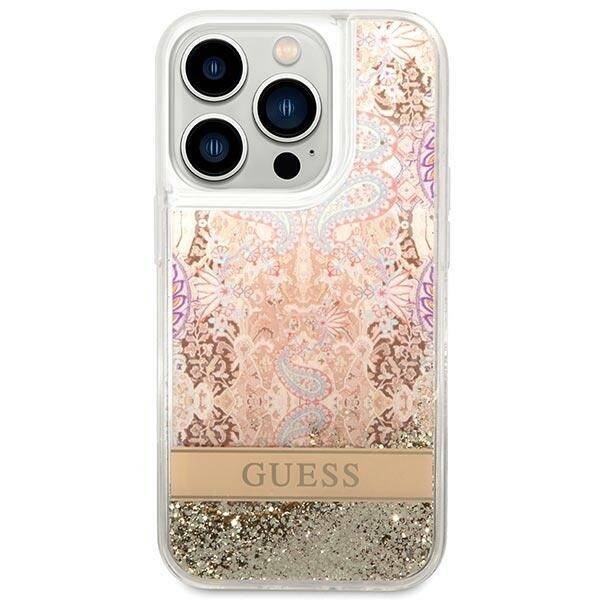 GUESS GUHCP14XLFLSD IPHONE 14 PRO MAX 6.7 "ZLOTY/GOLD HARDCASE PAISLEY LIQUID GLITTER