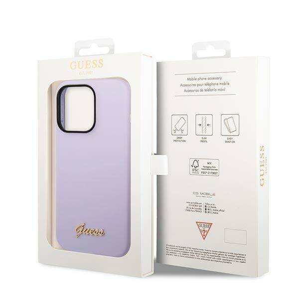 GUESS GUHCP14XSLSMU IPHONE 14 PRO MAX 6.7 "PURPLE/PURPLE HARD CASE SILICONE VINTAGE GOLD LOGO