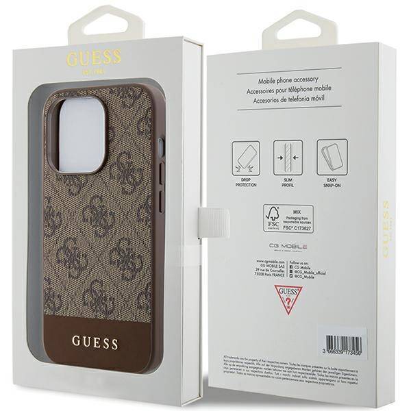 GUESS GUHCP15LG4GBLB IPHONE 15 PRO 6.1 "BRONZE/BROWN HARDCASE 4G STRIPE COLLECTION