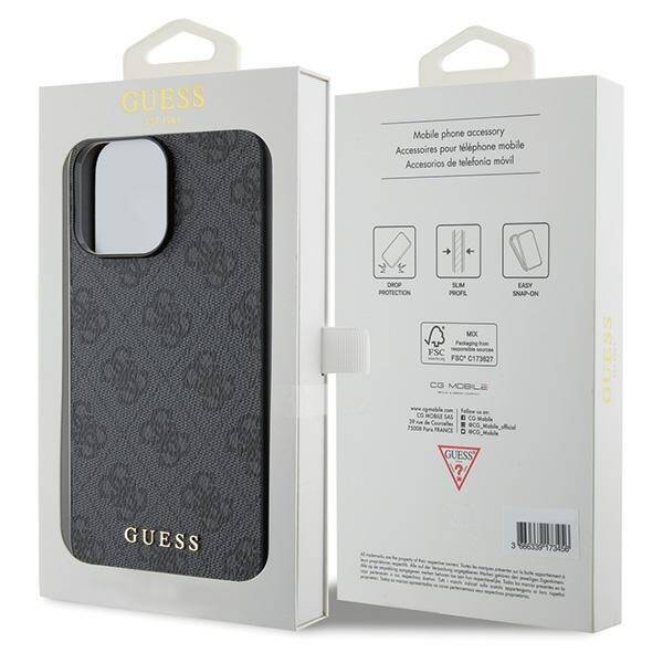 GUESS GUHCP15LG4GFGR IPHONE 15 PRO 6.1 "GRAY/GRAY HARD CASE 4G METAL GOLD LOGO