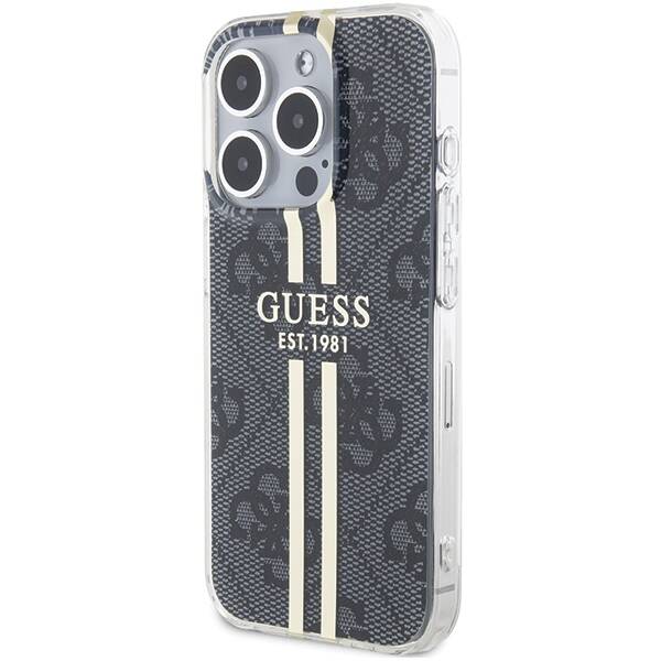 GUESS GUHCP15LH4SGK IPHONE 15 PRO 6.1 "BLACK/BLACK HARDCASE IML 4G GOLD STRIPE