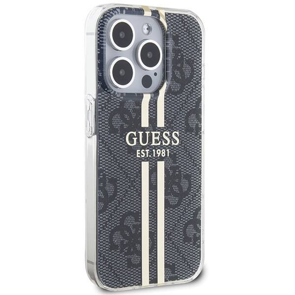 GUESS GUHCP15LH4SGK IPHONE 15 PRO 6.1 "BLACK/BLACK HARDCASE IML 4G GOLD STRIPE