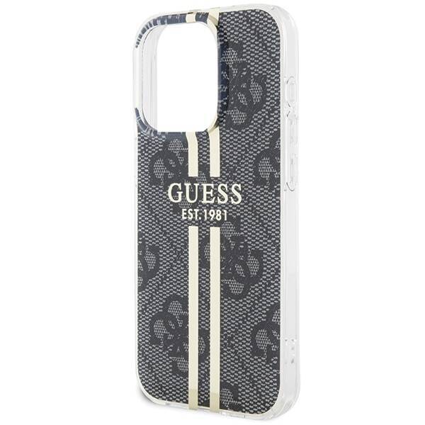 GUESS GUHCP15LH4SGK IPHONE 15 PRO 6.1 "BLACK/BLACK HARDCASE IML 4G GOLD STRIPE