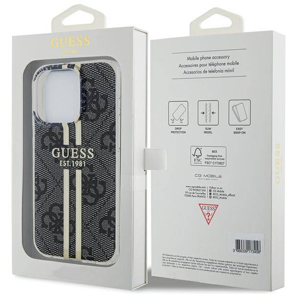 GUESS GUHCP15LH4SGK IPHONE 15 PRO 6.1 "BLACK/BLACK HARDCASE IML 4G GOLD STRIPE