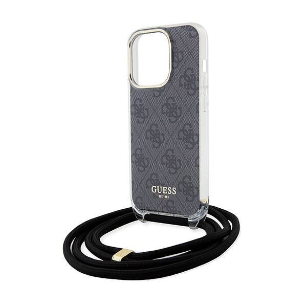 GUESS GUHCP15LHC4SEK IPHONE 15 PRO 6.1 "BLACK/BLACK HARDCASE CROSSBODY CORD 4G PRINT