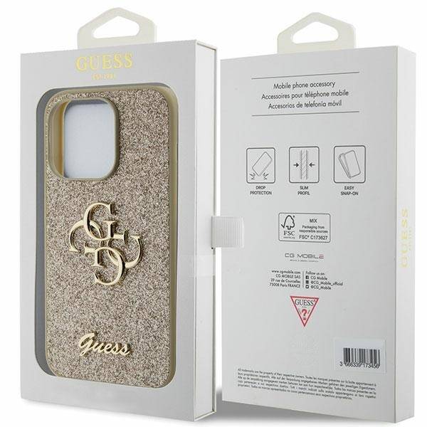 GUESS GUHCP15LHG4SGD IPHONE 15 PRO 6.1 "GOLD/GOLD HARDCASE GLITTER SCRIPT BIG 4G