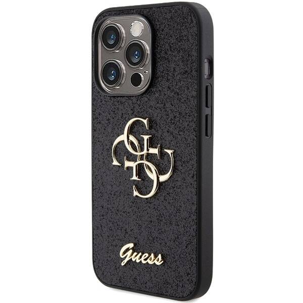 GUESS GUHCP15LHG4SGK IPHONE 15 PRO 6.1 "BLACK/BLACK HARDCASE GLITTER SCRIPT BIG 4G