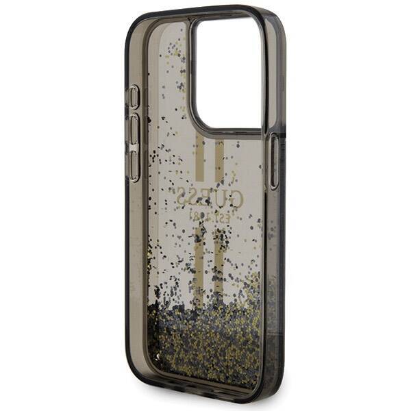 GUESS GUHCP15LLFCSEGK IPHONE 15 PRO 6.1 "BLACK/BLACK HARDCASE LIQUID GLITTER GOLD STRIPES