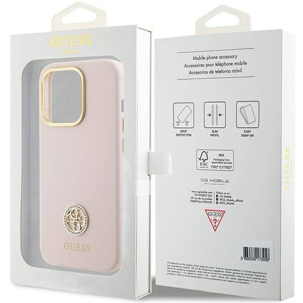 GUESS GUHCP15LM4DGPPP IPHONE 15 PRO 6.1 "LIGHT PINK/PINK HARDCASE SILICONE LOGO STRASS 4G