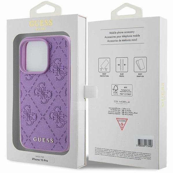 GUESS GUHCP15LP4EPMI IPHONE 15 PRO 6.1 "PURPLE/LIGHT PURPLE HARDCASE LEATHER 4G STAMP