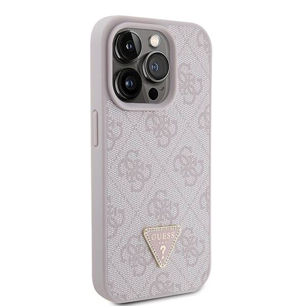 GUESS GUHCP15LP4TDPP IPHONE 15 PRO 6.1 "PINK/PINK HARDCASE LEATHER 4G TRIANGLE STRASS