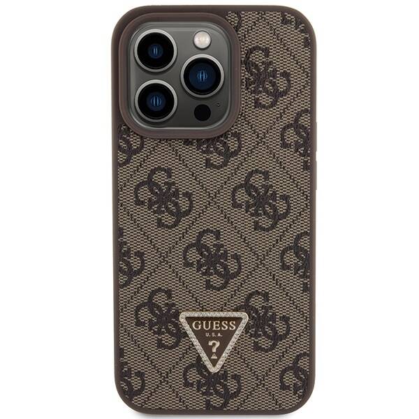 GUESS GUHCP15LP4TDPW IPHONE 15 PRO 6.1 "BROWN/BROWN HARDCASE LEATHER 4G TRIANGLE STRASS