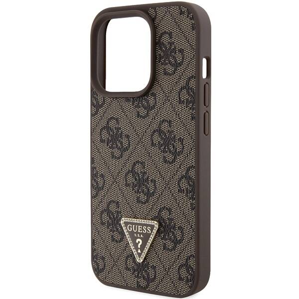 GUESS GUHCP15LP4TDPW IPHONE 15 PRO 6.1 "BROWN/BROWN HARDCASE LEATHER 4G TRIANGLE STRASS