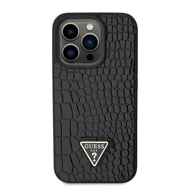 GUESS GUHCP15LPCRONCK IPHONE 15 PRO 6.1 "BLACK/BLACK HARDCASE CROCO TRIANGLE METAL LOGO