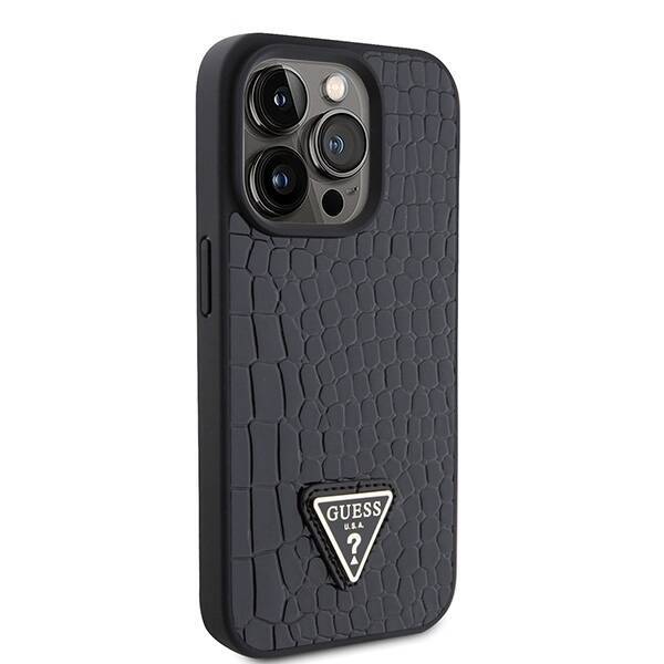 GUESS GUHCP15LPCRONCK IPHONE 15 PRO 6.1 "BLACK/BLACK HARDCASE CROCO TRIANGLE METAL LOGO