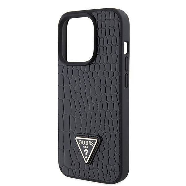 GUESS GUHCP15LPCRONCK IPHONE 15 PRO 6.1 "BLACK/BLACK HARDCASE CROCO TRIANGLE METAL LOGO