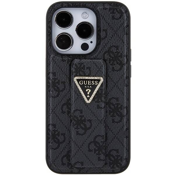 GUESS GUHCP15LPGS4TDK IPHONE 15 PRO 6.1 "BLACK/BLACK HARDCASE GRIP STAND 4G TRIANGLE STRASS