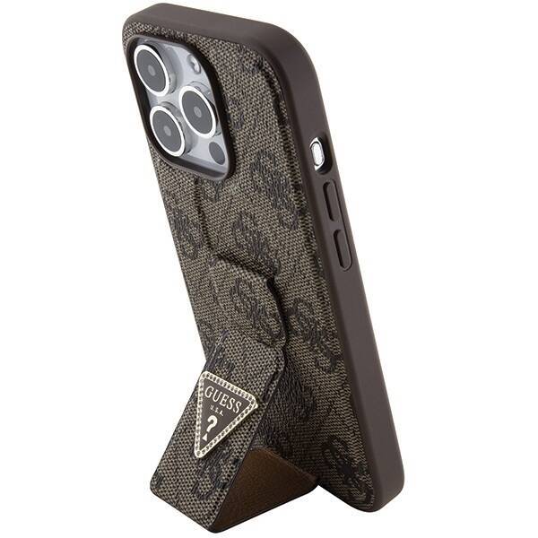 GUESS GUHCP15LPGS4TDW IPHONE 15 PRO 6.1 "BROWN/BROWN HARDCASE GRIP STAND 4G TRIANGLE STRASS