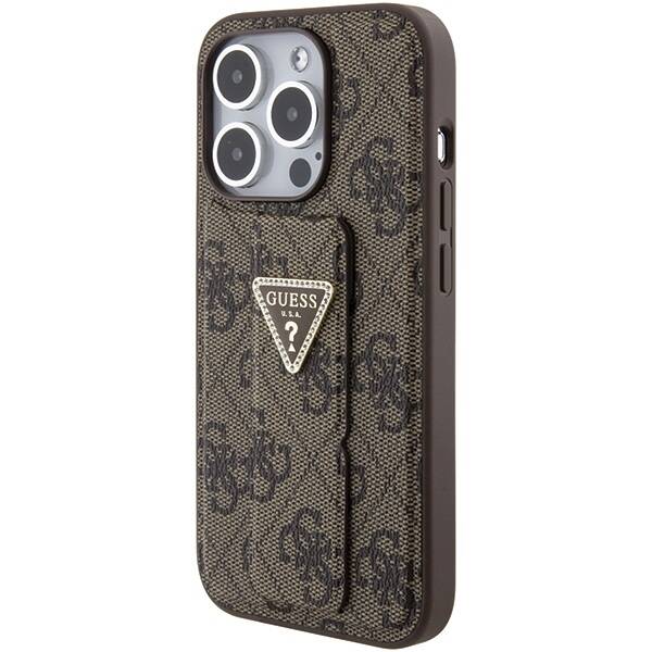 GUESS GUHCP15LPGS4TDW IPHONE 15 PRO 6.1 "BROWN/BROWN HARDCASE GRIP STAND 4G TRIANGLE STRASS