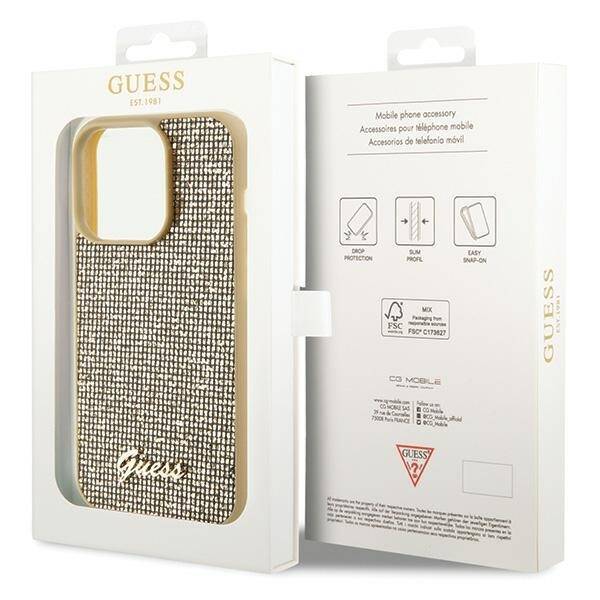 GUESS GUHCP15LPMSDGSD IPHONE 15 PRO 6.1 "GOLD/GOLD HARDCASE DISCO METAL SCRIPT