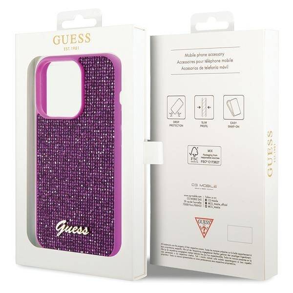 GUESS GUHCP15LPMSDGSF IPHONE 15 PRO 6.1 "FUKSJA/FUSCHIA HARDCASE DISCO METAL SCRIPT