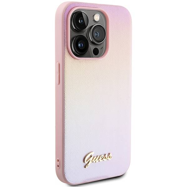 GUESS GUHCP15LPSAIRSP IPHONE 15 PRO 6.1 "PINK/PINK HARDCASE SAFFIANO IRIDESCENT SCRIPT